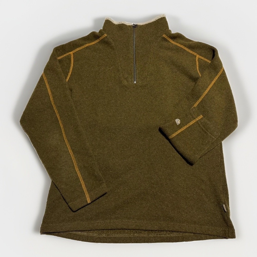 KÜHL Alfpaca Fleece‎ Quarter Zip Pullover Men's Medium Olive Green